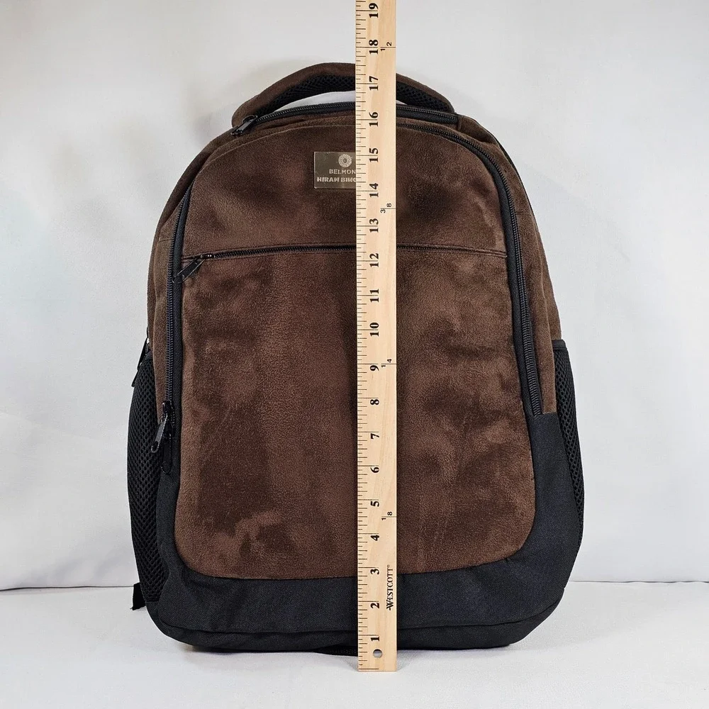 Belmond Hiram Bingham Backpack Brown Faux Suede Black Canvas Travel Bag Mens